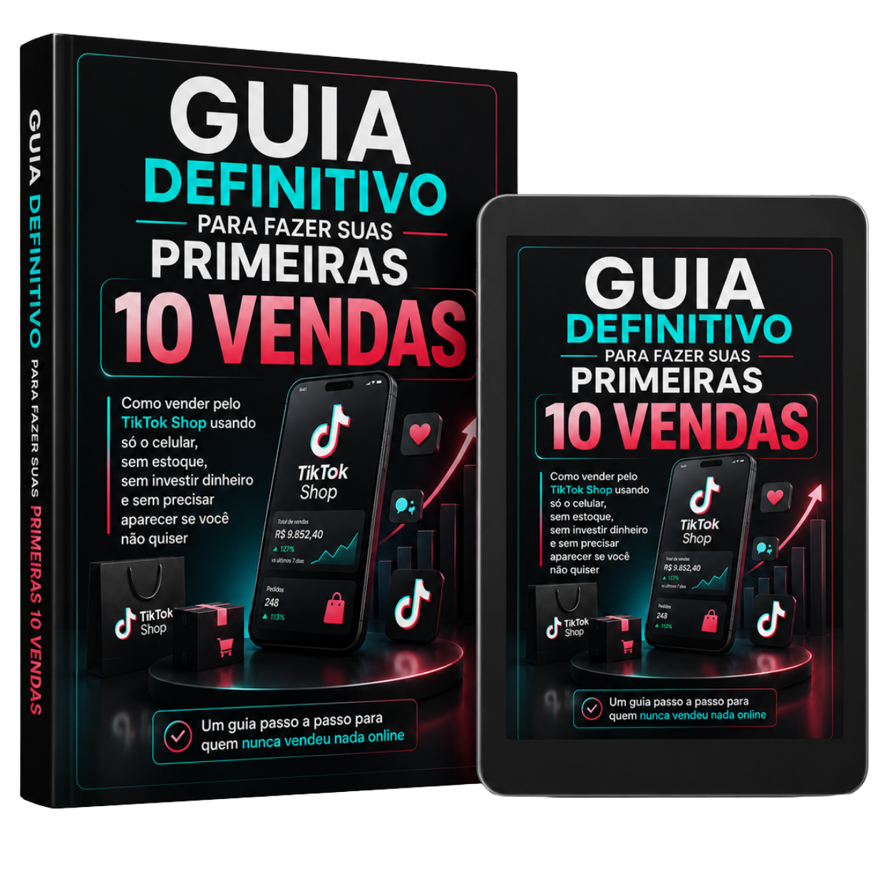 Guia Definitivo Eleva — mockup do livro e tablet